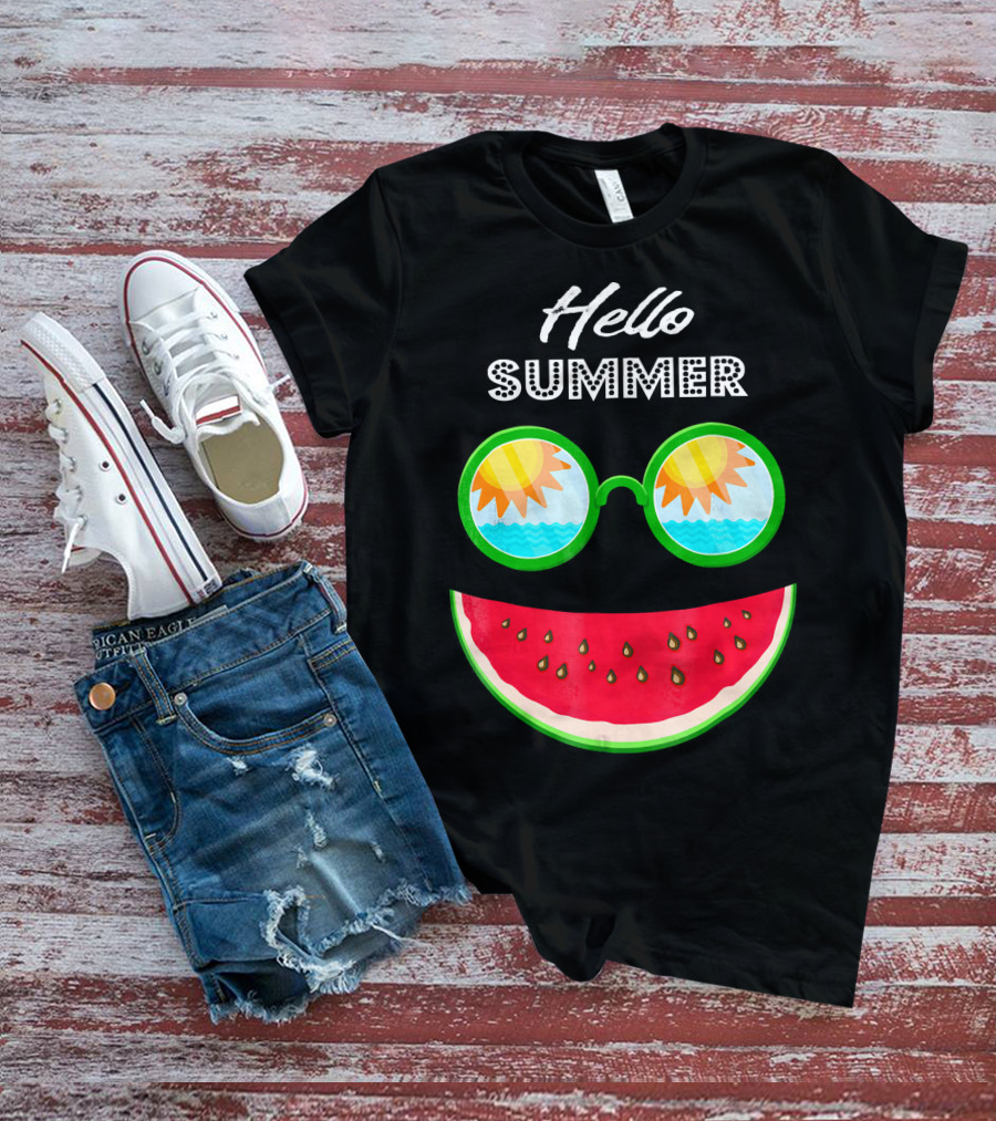 Hello Summer Watermelon Smile Sunglasses T-Shirt
