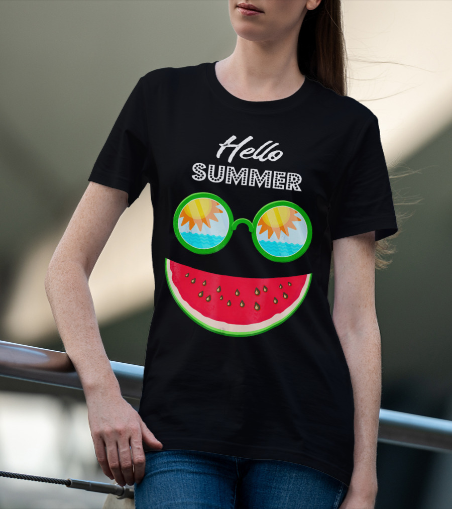 Hello Summer Watermelon Smile Sunglasses T-Shirt