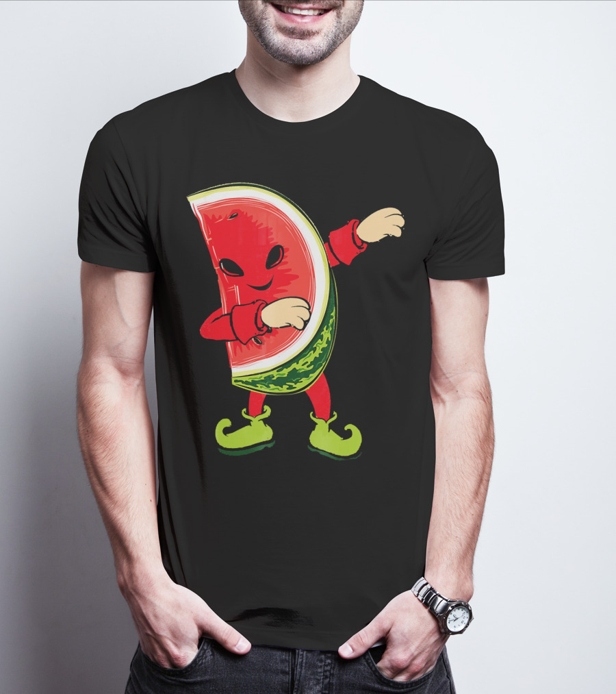 Funny Dabbing Watermelon Dab Character With Green Shoes T-Shirt