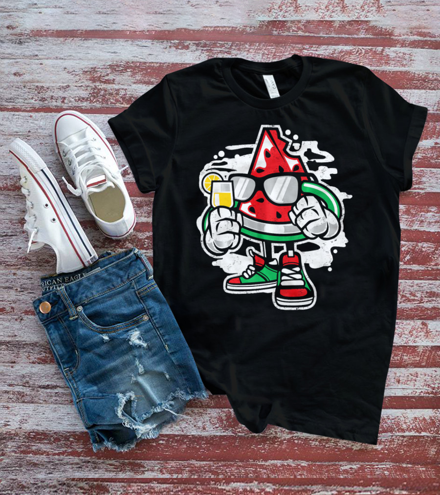 Funny Watermelon Sunglasses Juice Sneakers T-Shirt