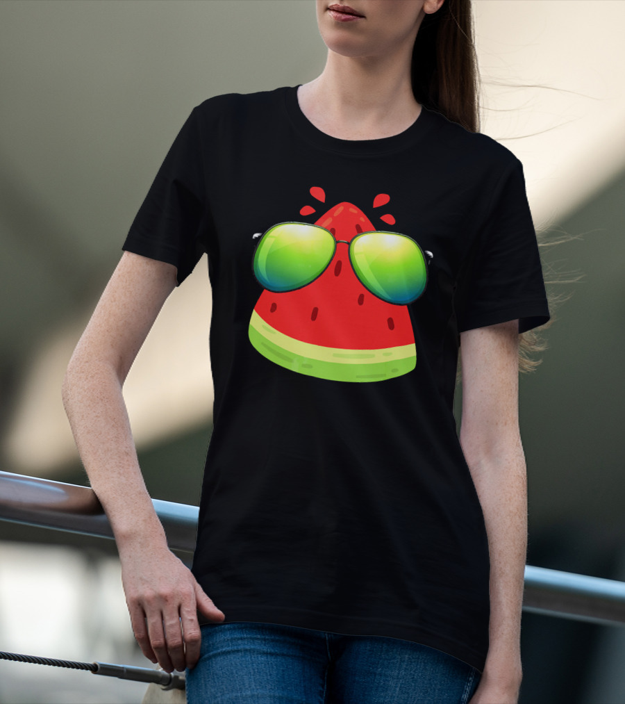 Melon Glasses Cool Watermelon Slice With Sunglasses T-Shirt