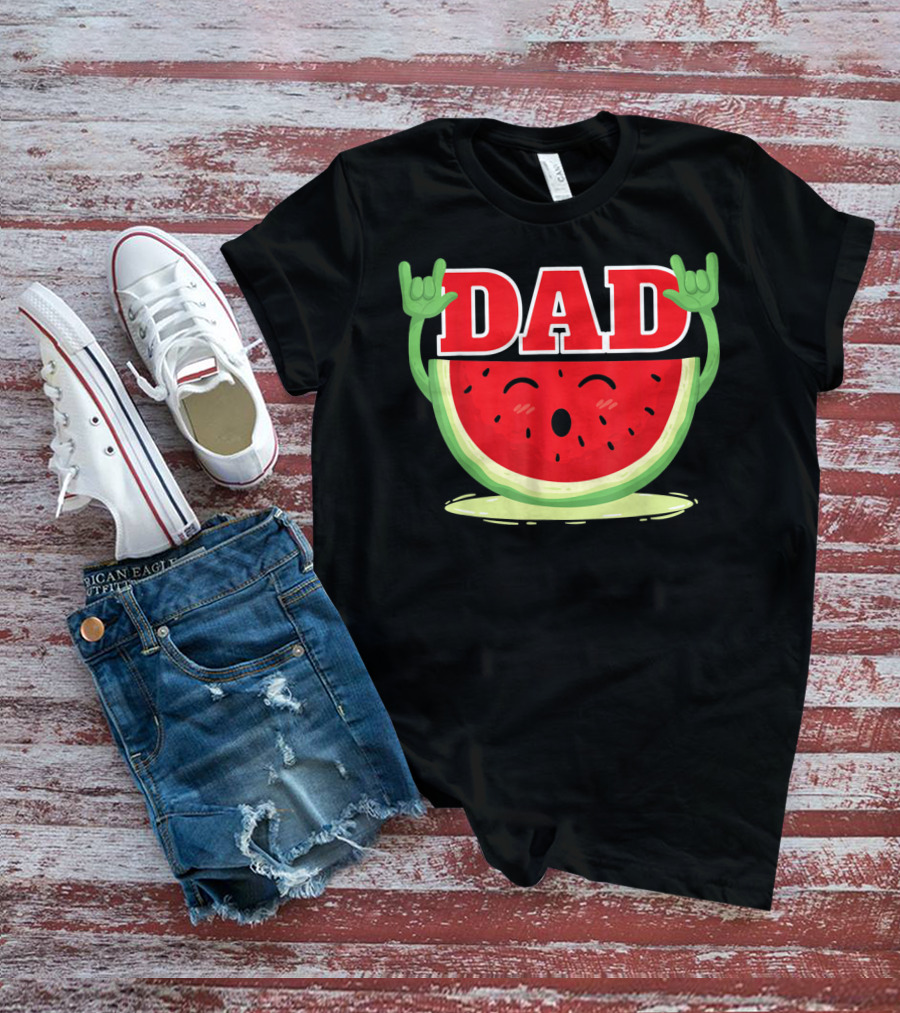 Mens Watermelon Dad Melon Rock Hands Juicy T-Shirt