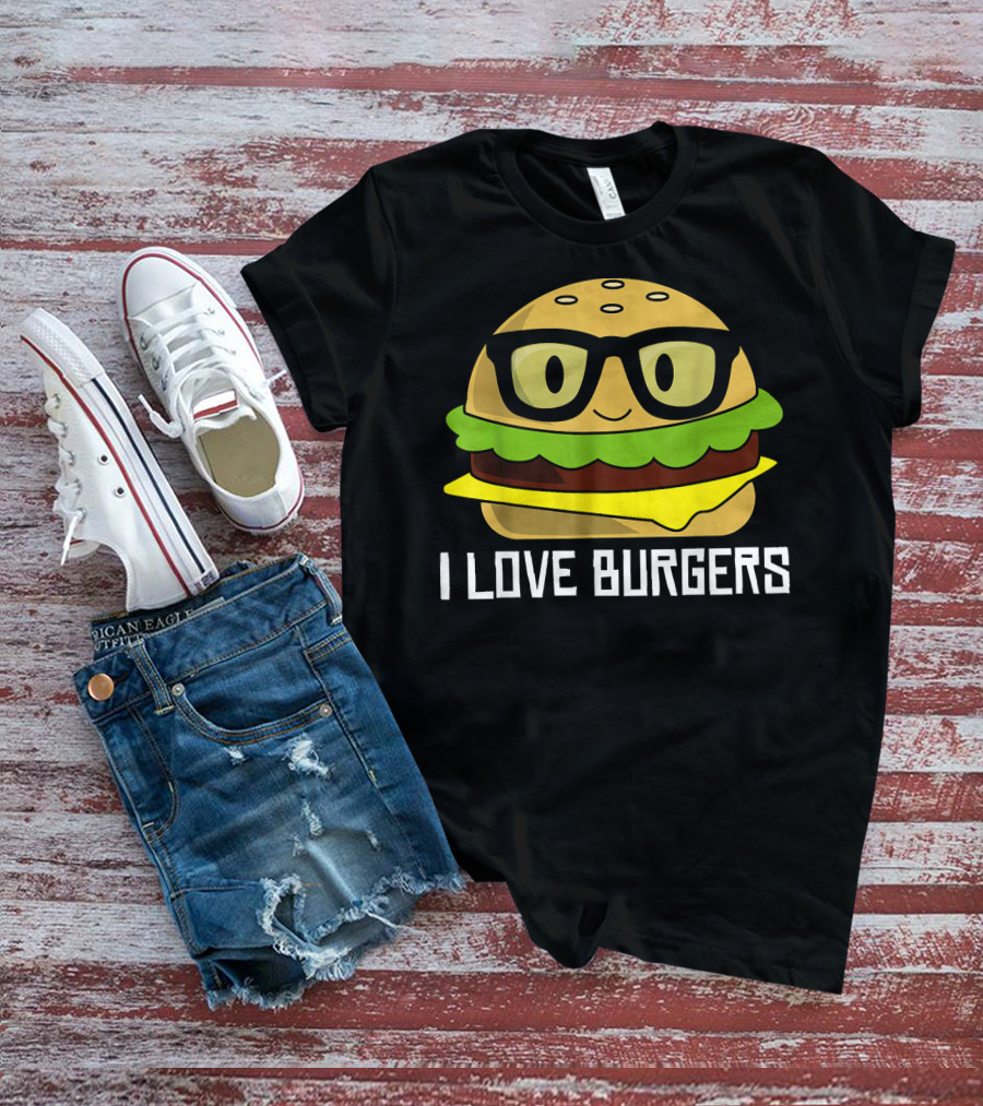 I Love Burgers Cheeseburger Glasses Cute Hamb T-Shirt
