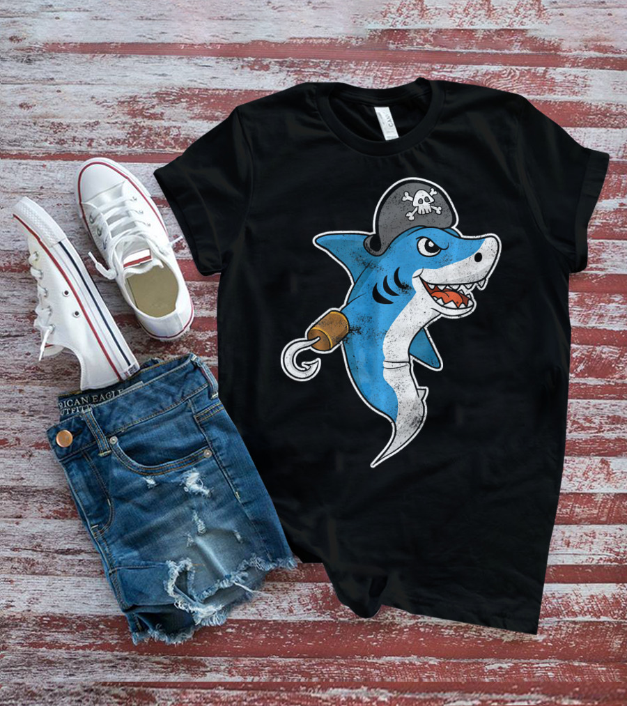Pirate Shark With Hook And Pirate Hat T-Shirt