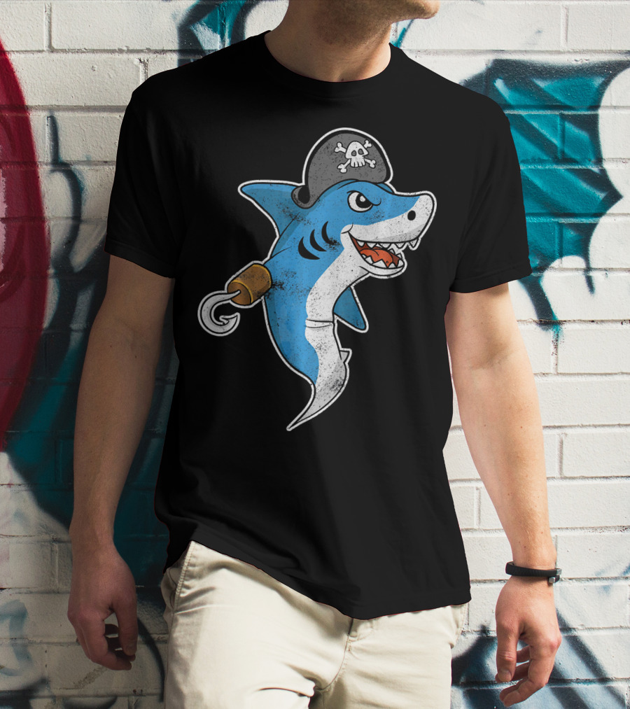 Pirate Shark With Hook And Pirate Hat T-Shirt