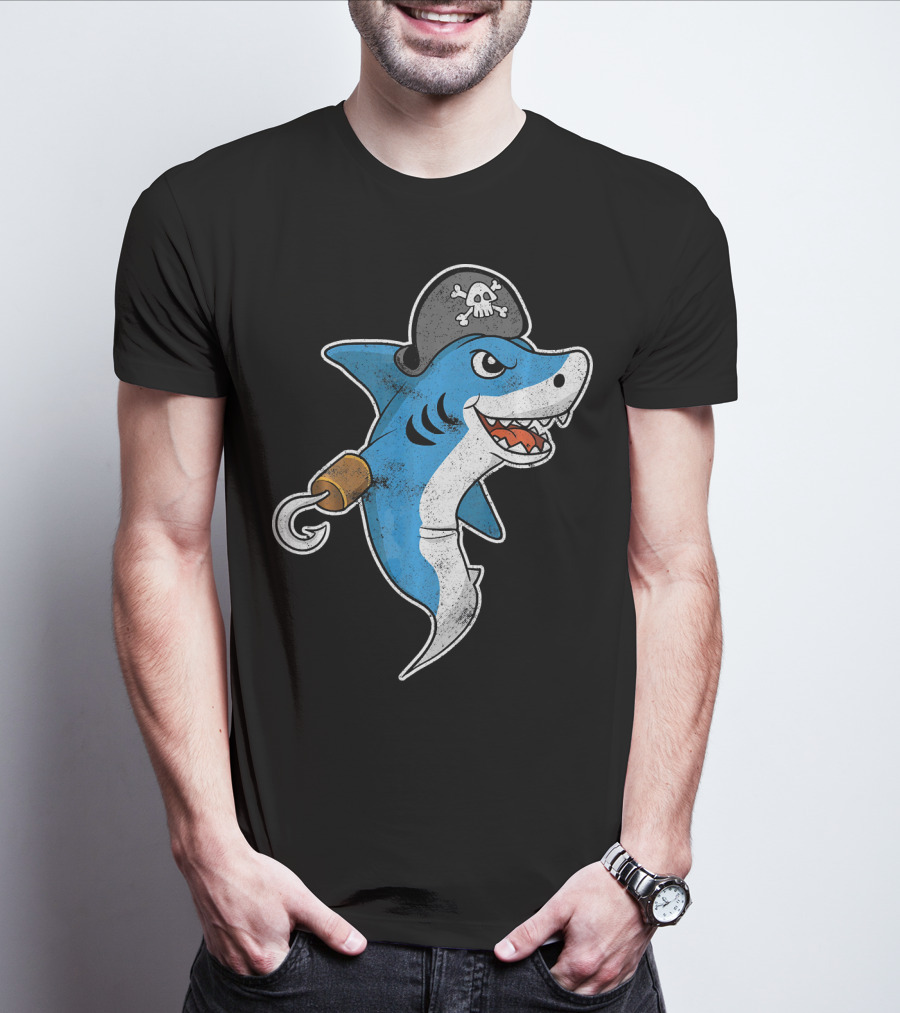 Pirate Shark With Hook And Pirate Hat T-Shirt
