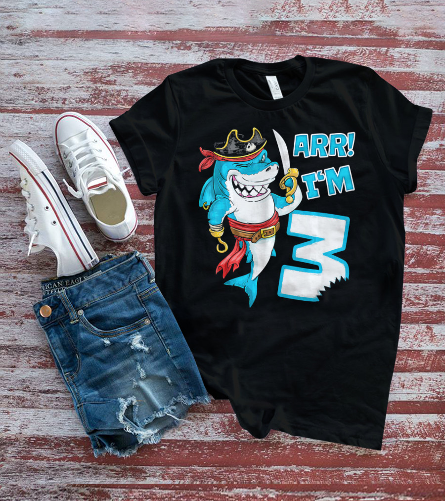 ARR I'm 3 Pirate Shark 3rd Birthday T-Shirt