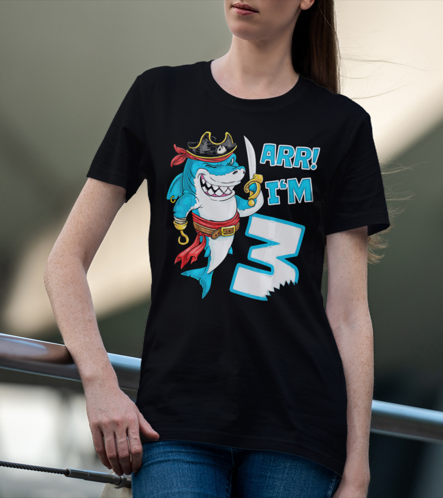 ARR I'm 3 Pirate Shark 3rd Birthday T-Shirt