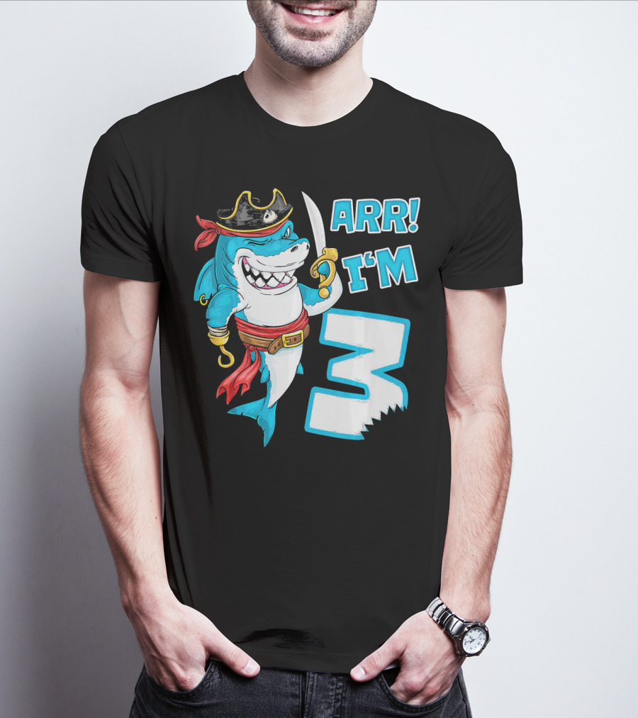 ARR I'm 3 Pirate Shark 3rd Birthday T-Shirt