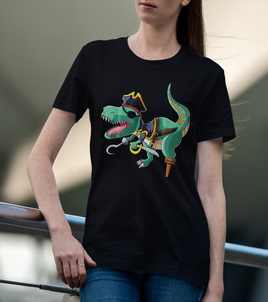 Pirate Rex Dinosaur With Hook And Peg Leg T-Shirt