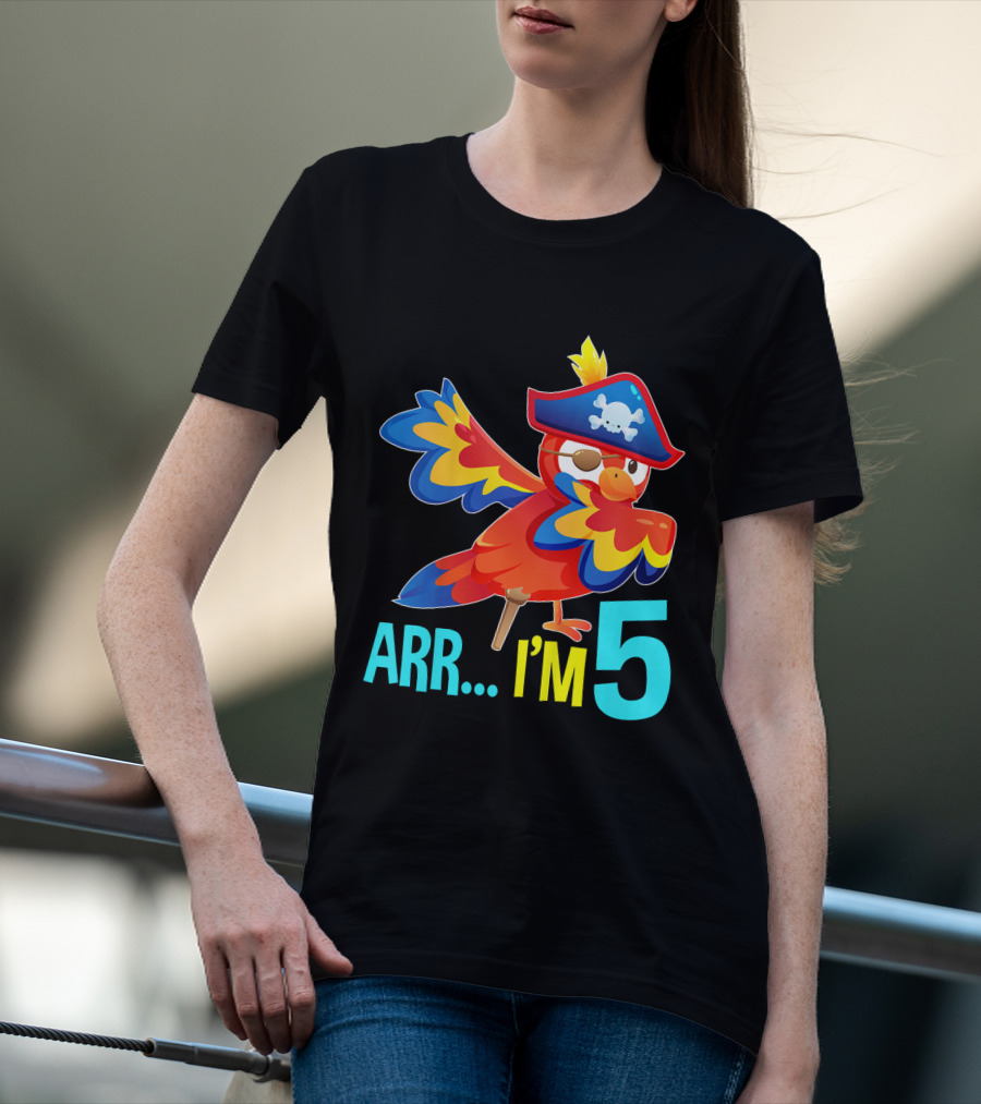 Arr I'm 5 Dabbing Parrot Pirate Kids T-Shirt