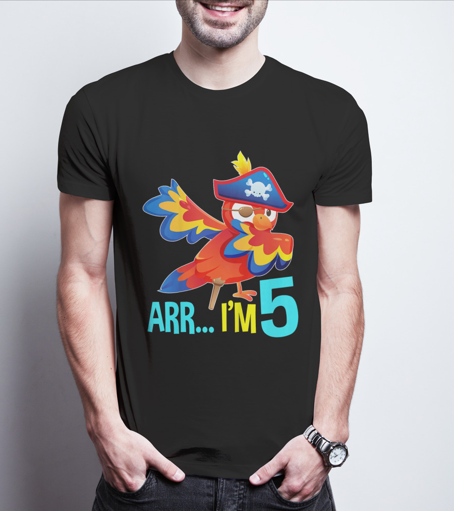 Arr I'm 5 Dabbing Parrot Pirate Kids T-Shirt