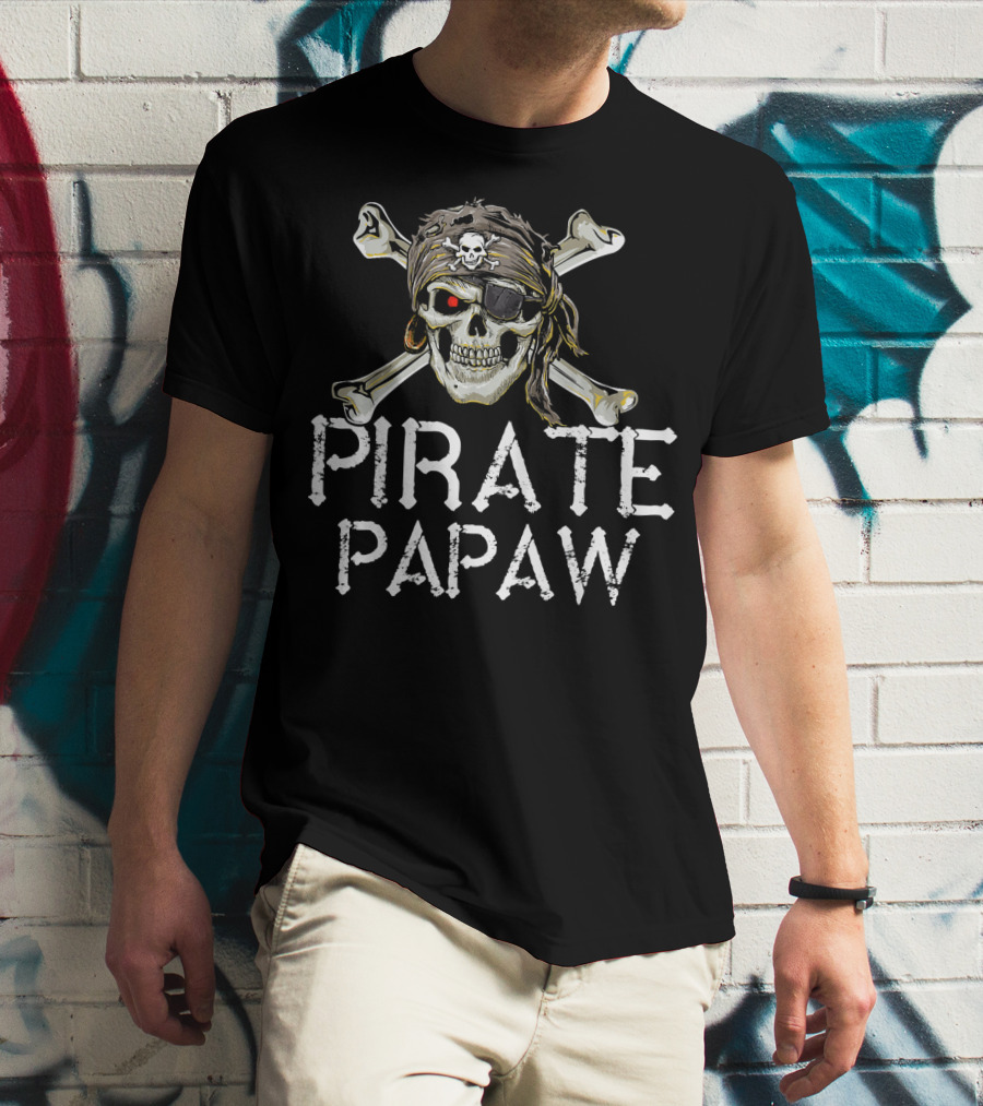 Pirate Papaw Skull Crossbones Eyepatch Bandana T-Shirt