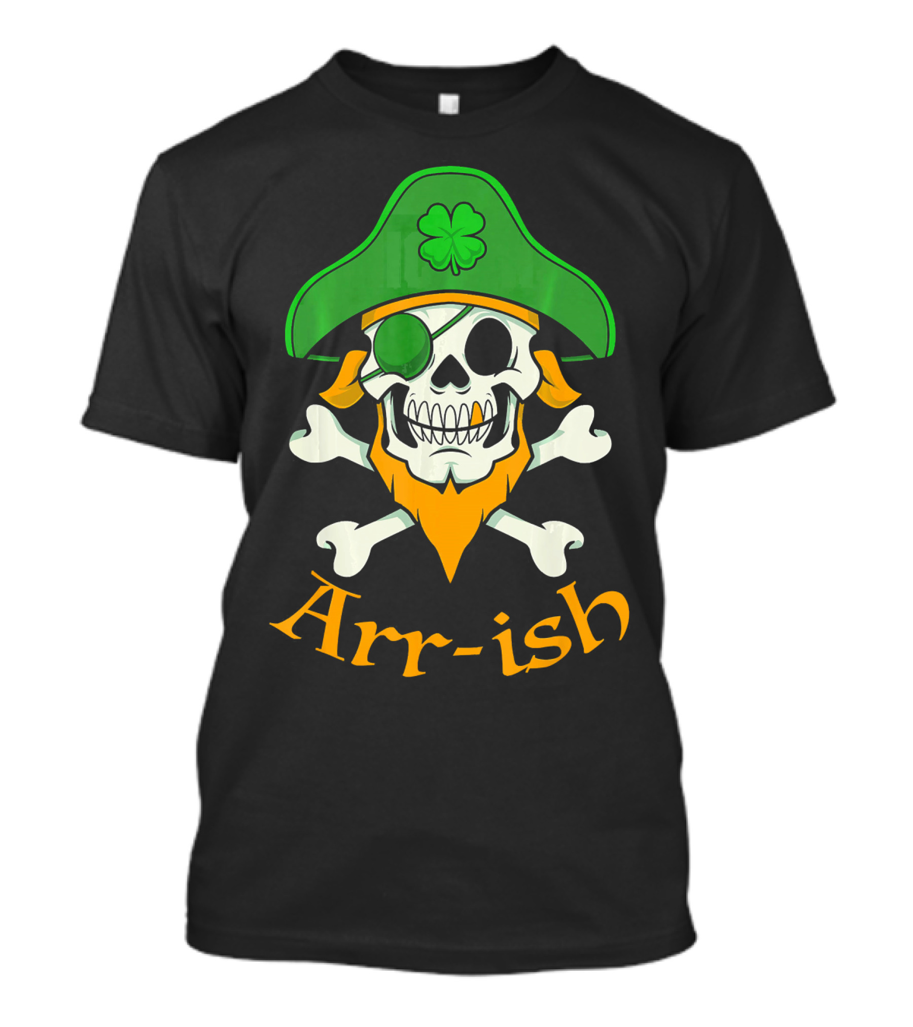 Arr-ish Pirate Skull With Shamrock Hat For St Patrick's Day T-Shirt