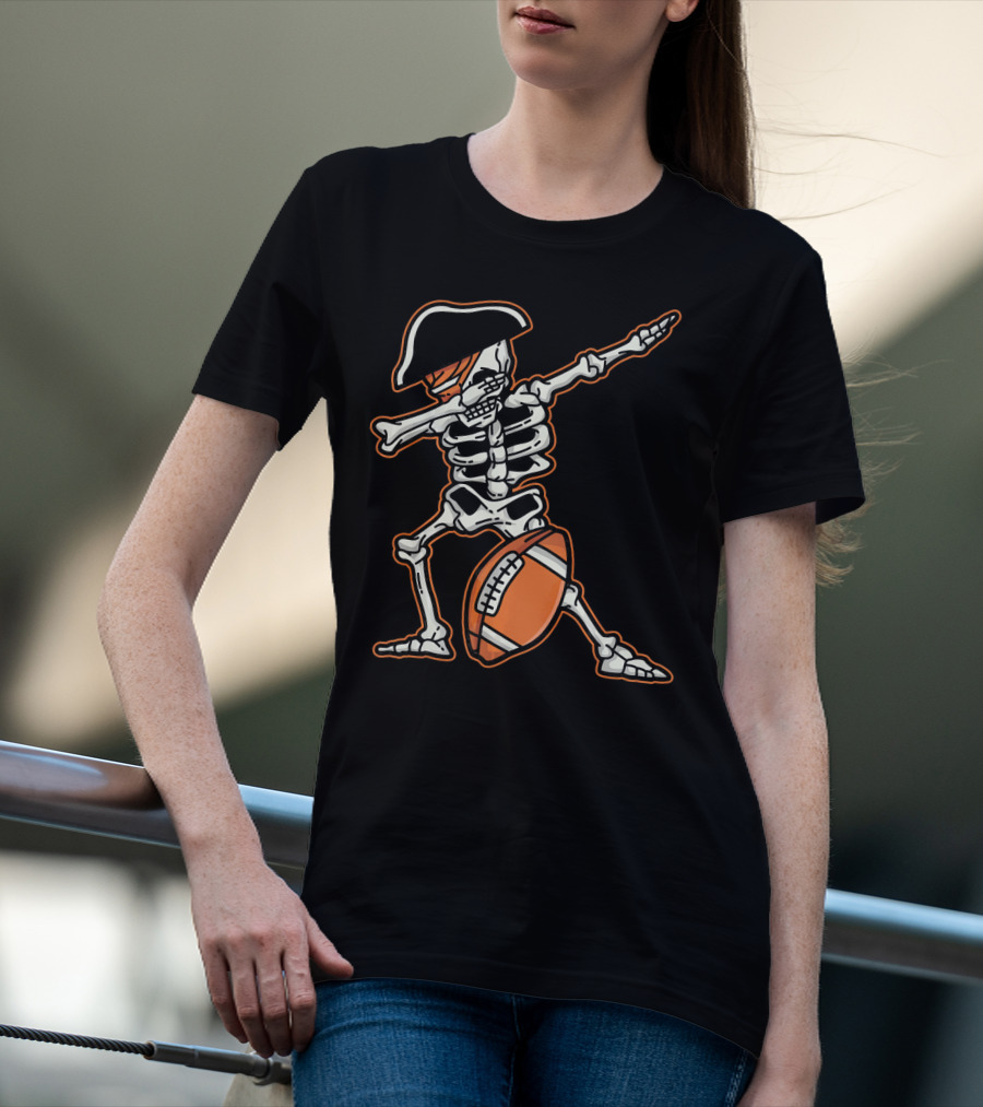 Dabbing Skeleton Pirate With Football Cool T-Shirt