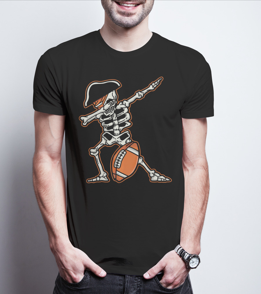 Dabbing Skeleton Pirate With Football Cool T-Shirt