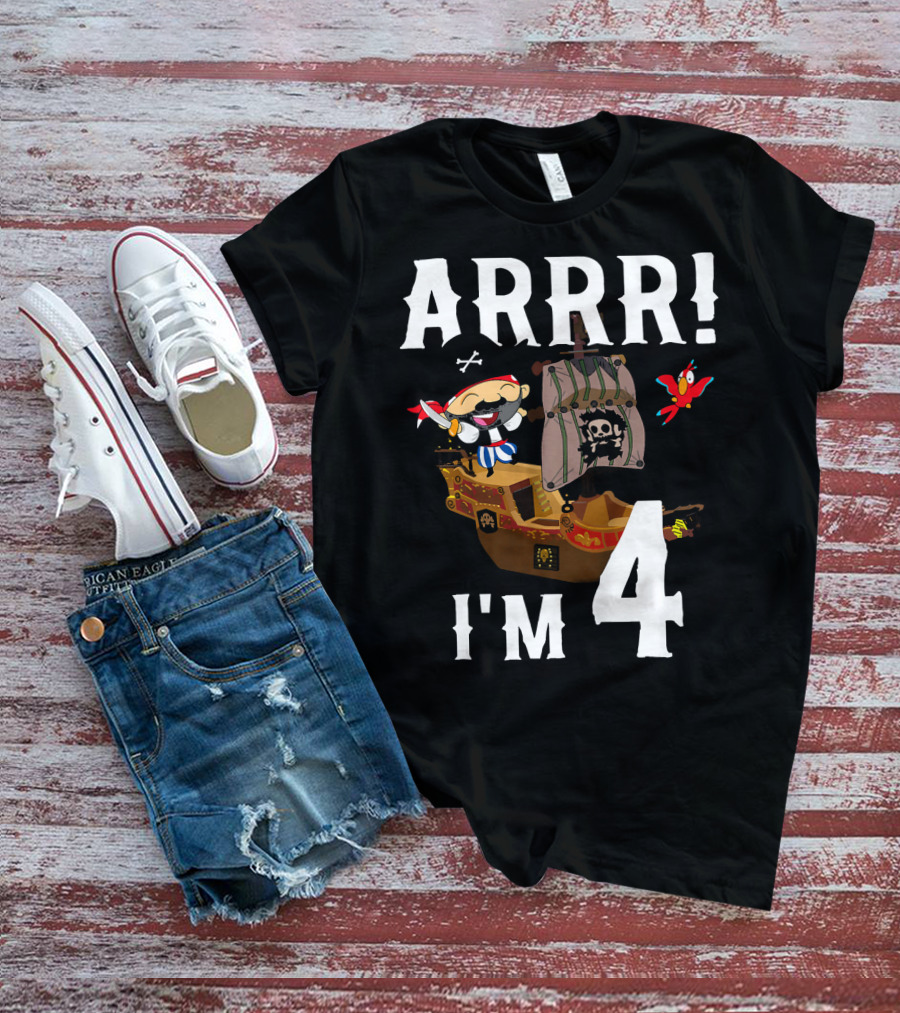 ARRR I'm 4 Pirate Birthday Kids T-Shirt