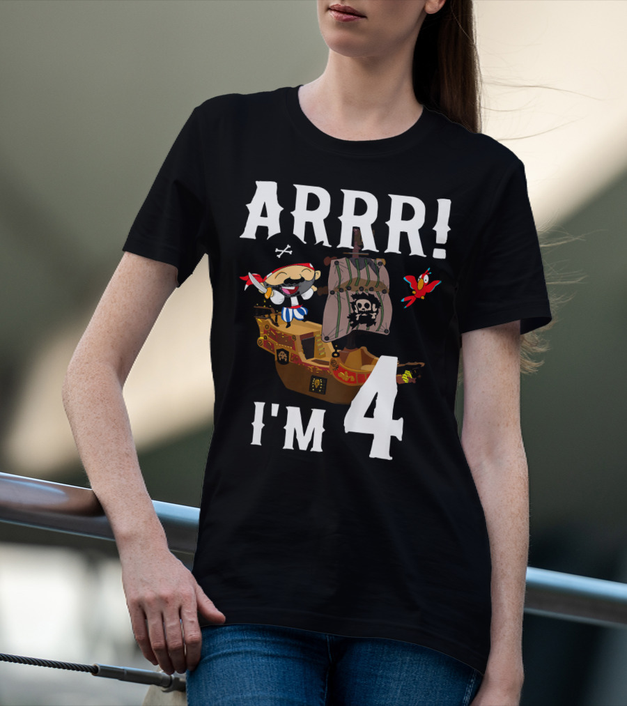 ARRR I'm 4 Pirate Birthday Kids T-Shirt