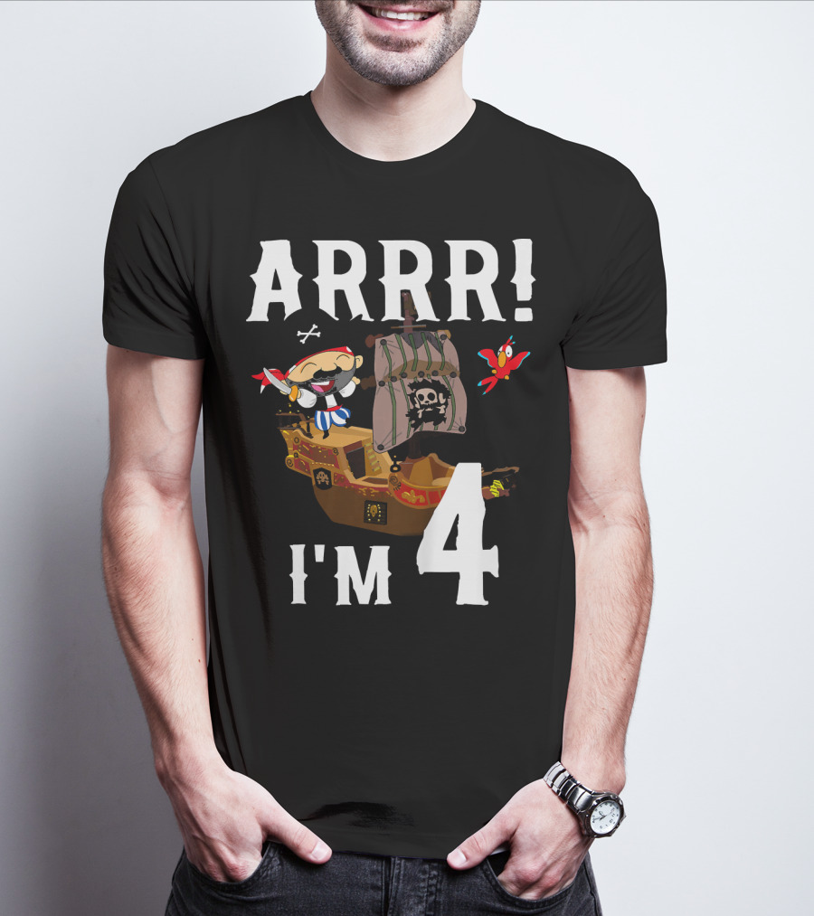 ARRR I'm 4 Pirate Birthday Kids T-Shirt