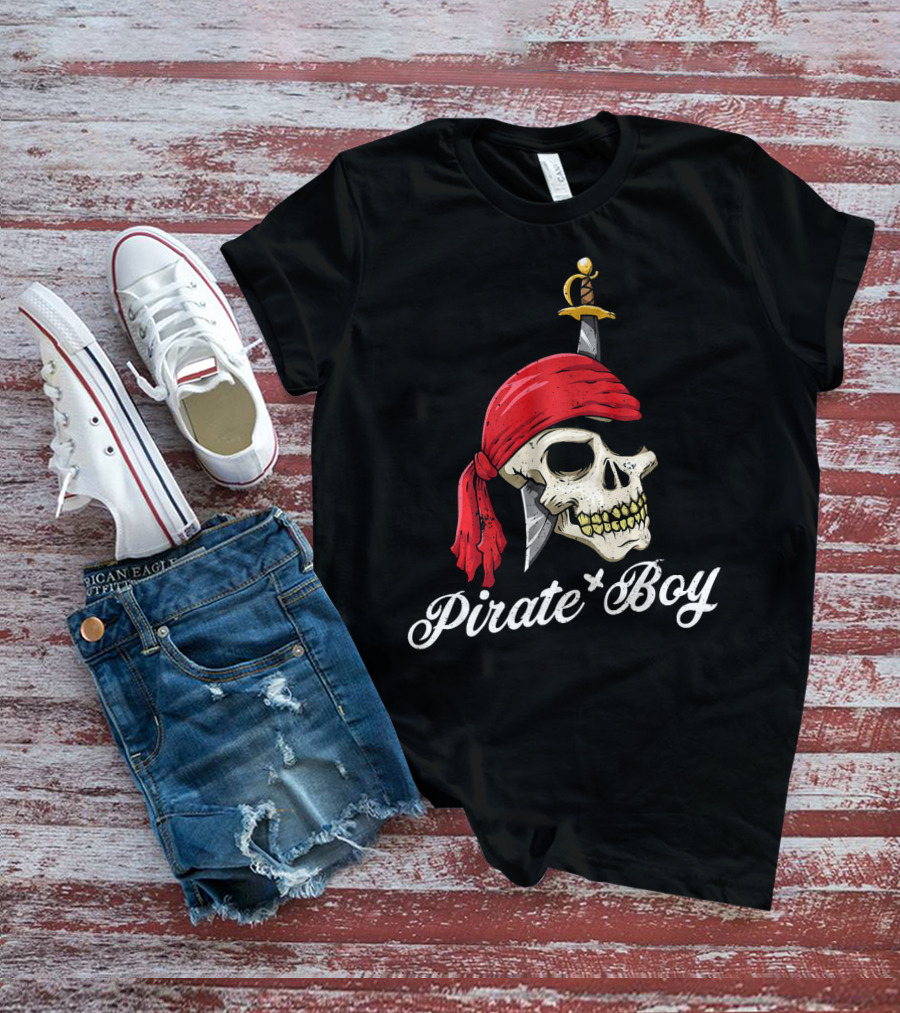 Pirate Boy Funny Jolly Roger Skull And Crossbone T-Shirt