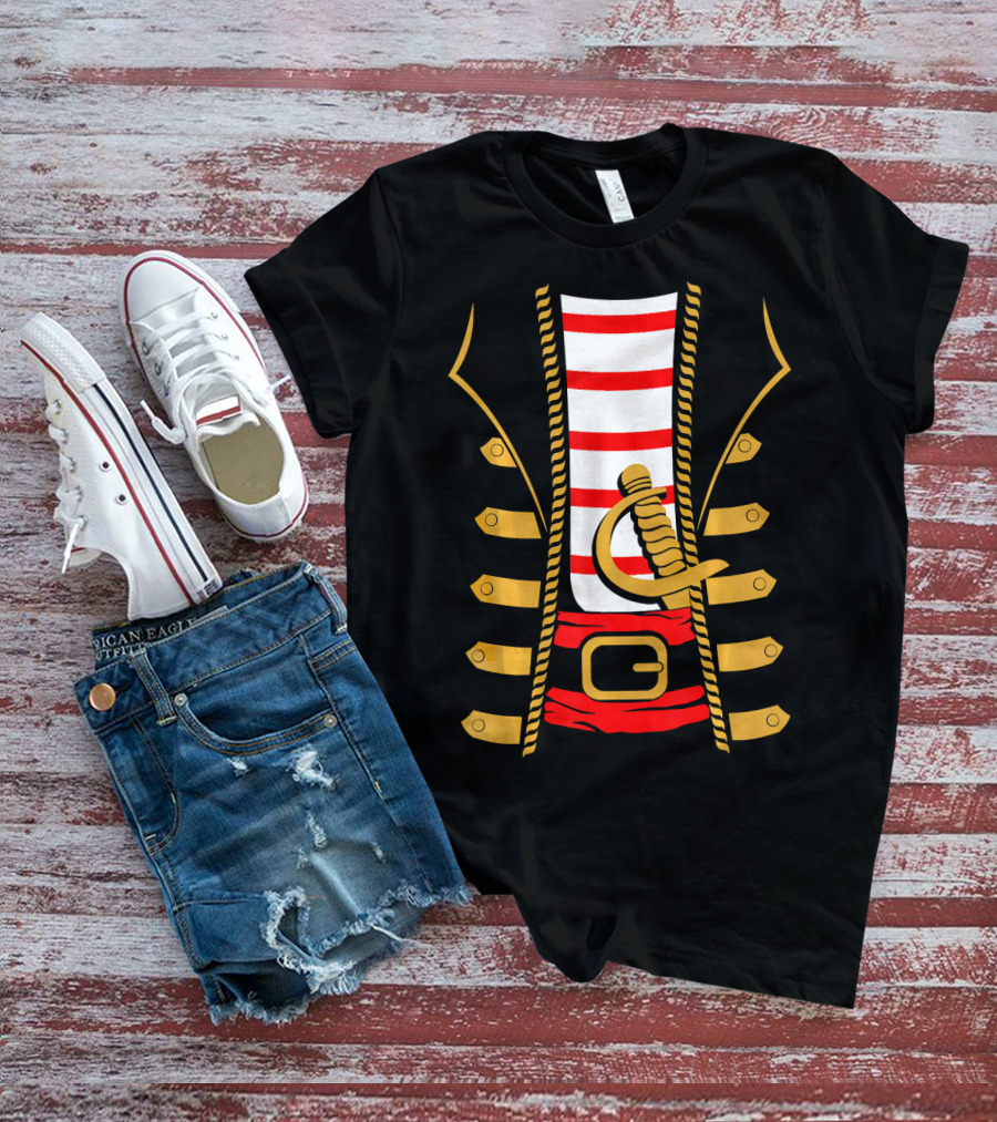Pirate Halloween Costume Sword Striped T-Shirt