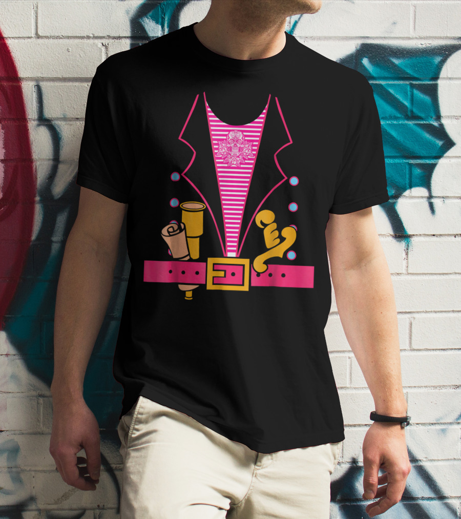 Ladies Pirate Costume Stripes Skulls Sash Spyglass Sword Belt T-Shirt