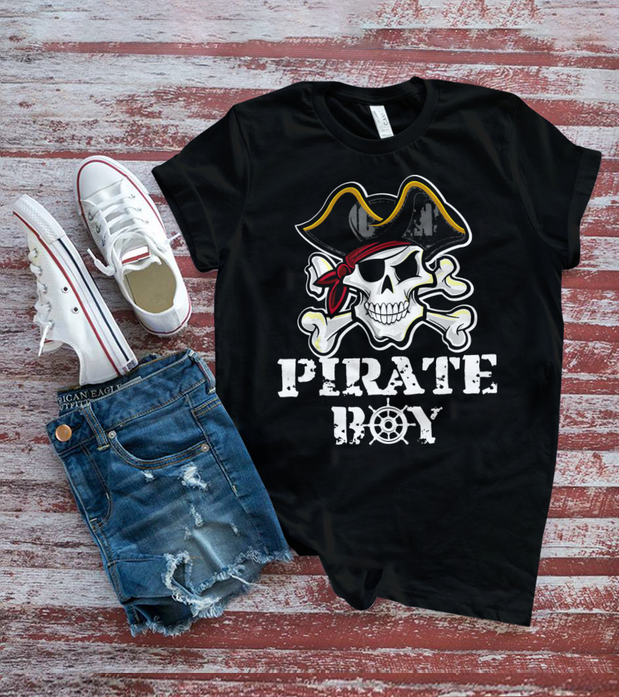 Pirate Boy Skull And Crossbones Halloween Birthday Party T-Shirt