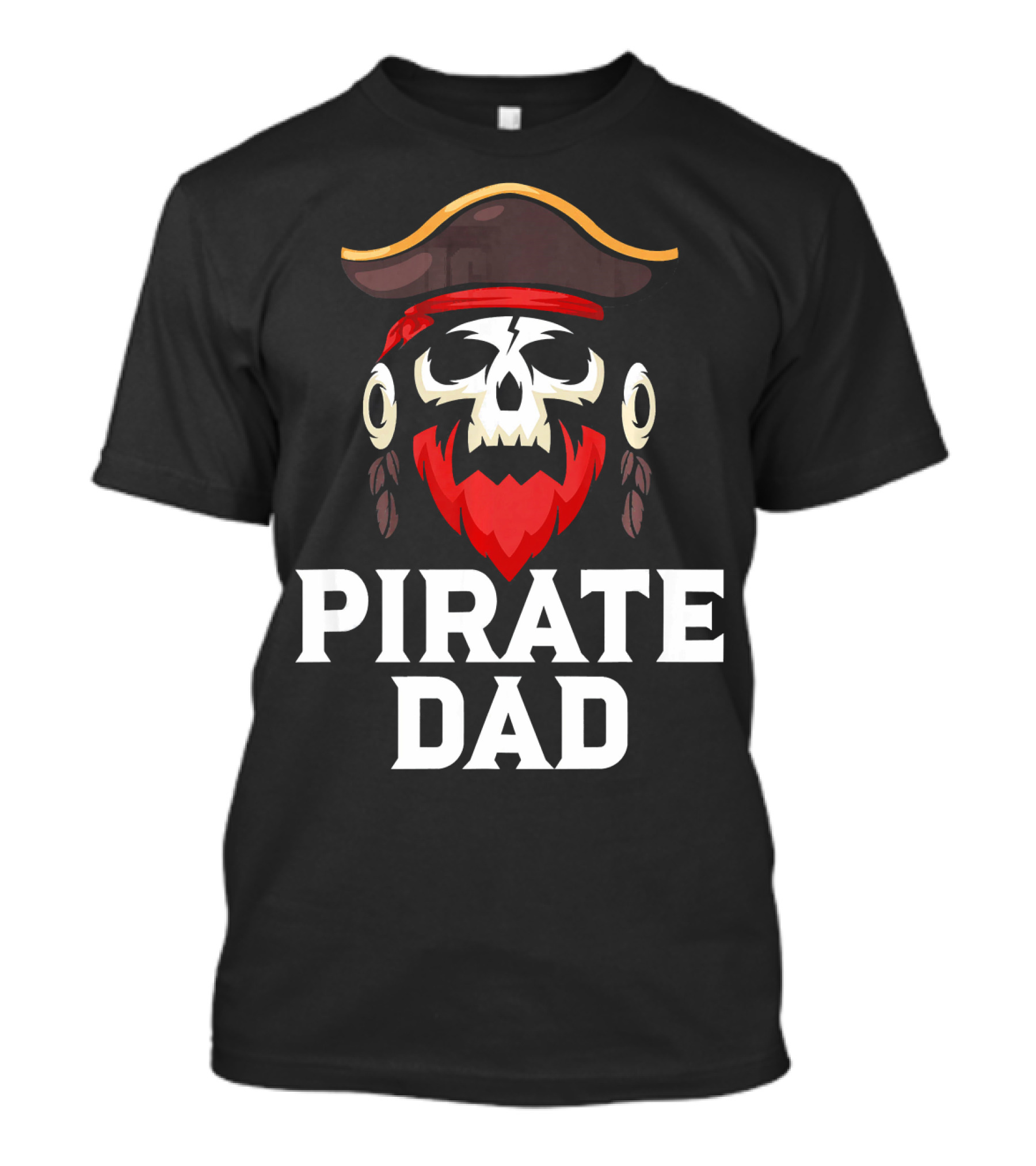 Pirate Dad Skull Captain Boating Red Beard Hat T-Shirt
