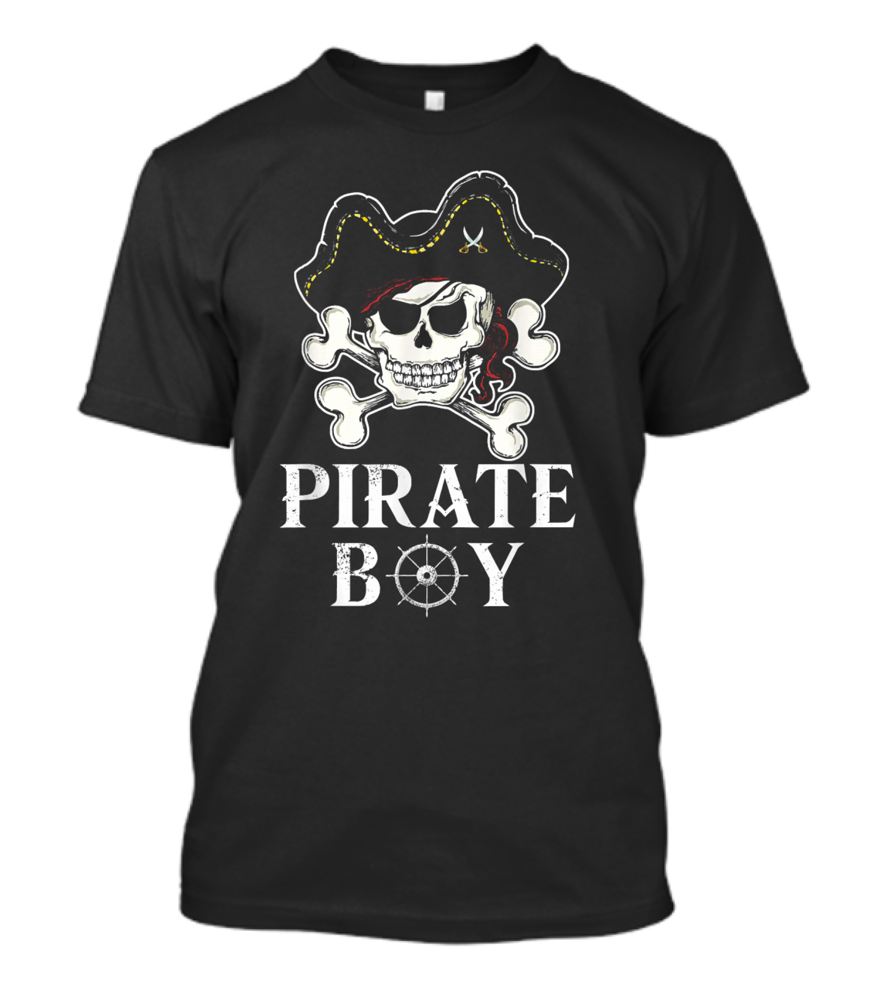 PIRATE BOY Skull Crossbones Hat Steering Wheel T-Shirt