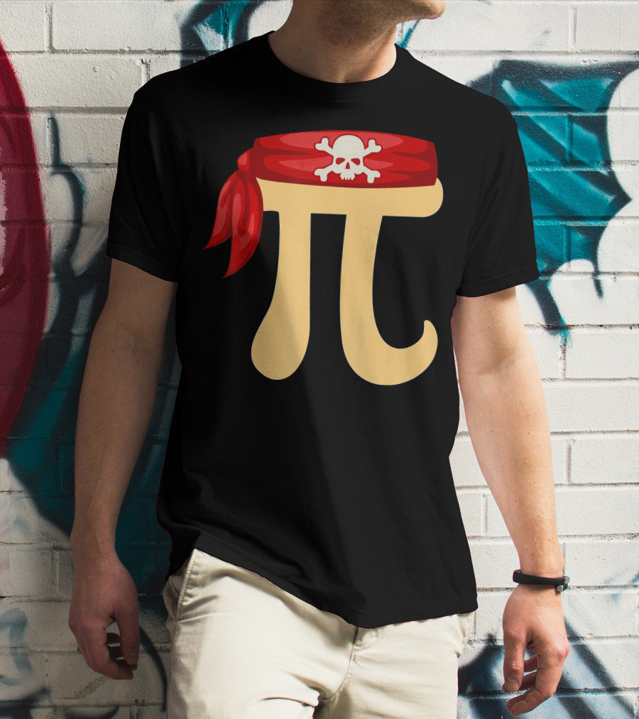 Pirate Pi Skull Crossbones Halloween Costume Math Pie T-Shirt