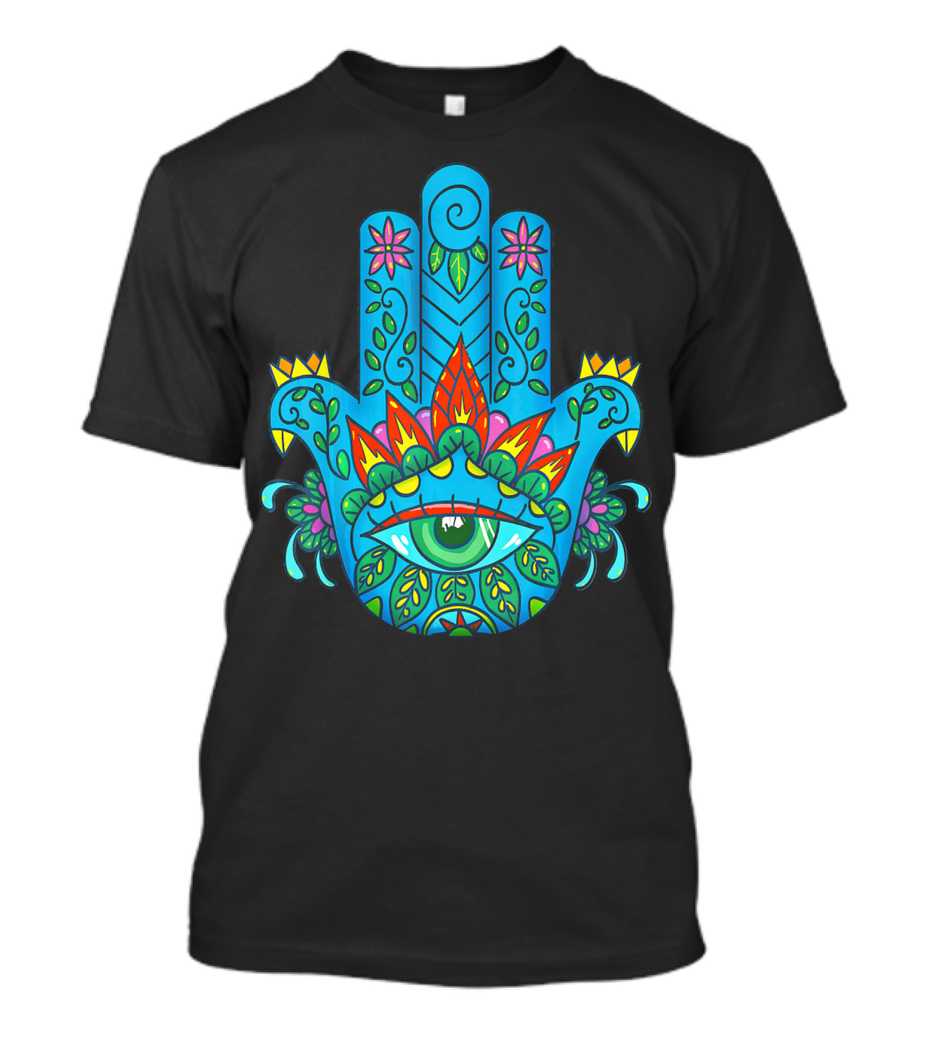 Hamsa Hand Spiritual Protection With Colorful Eye And Floral T-Shirt