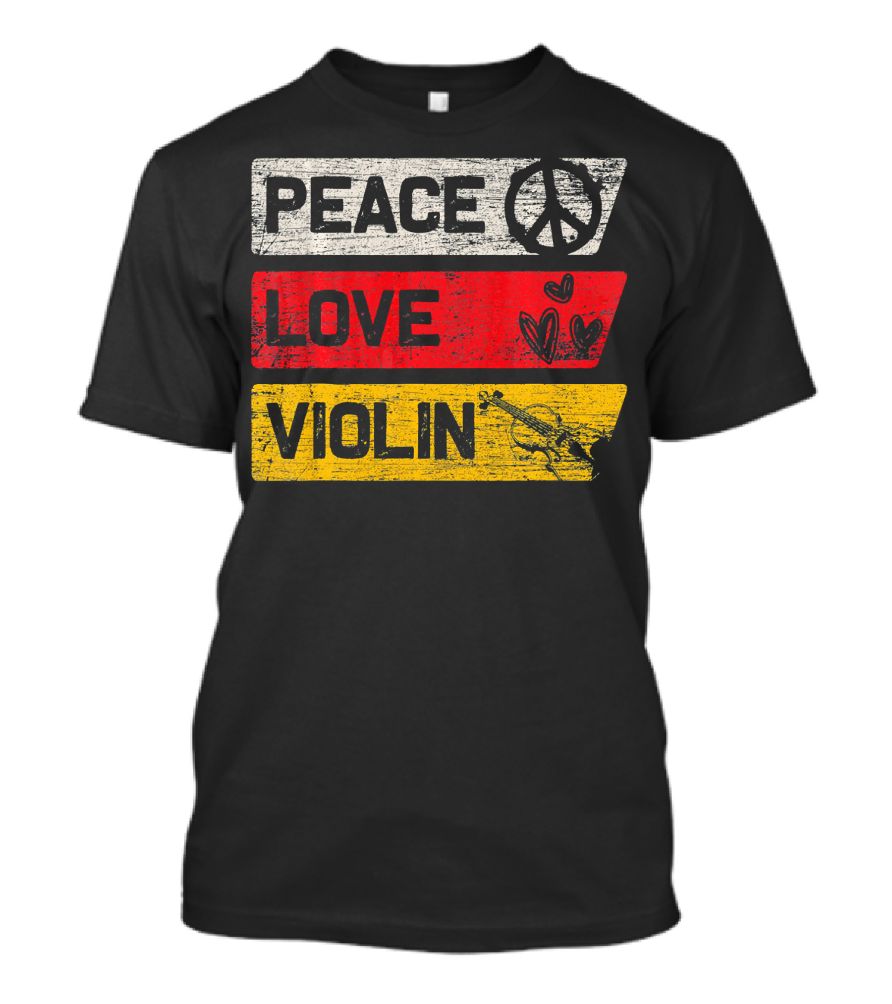 Peace Sign Love Hearts Violin T-Shirt