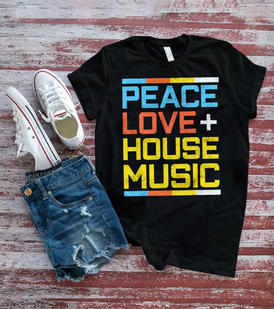 Peace Love House Music Vintage Retro T-Shirt