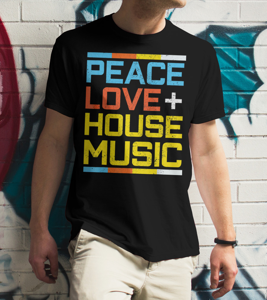 Peace Love House Music Vintage Retro T-Shirt