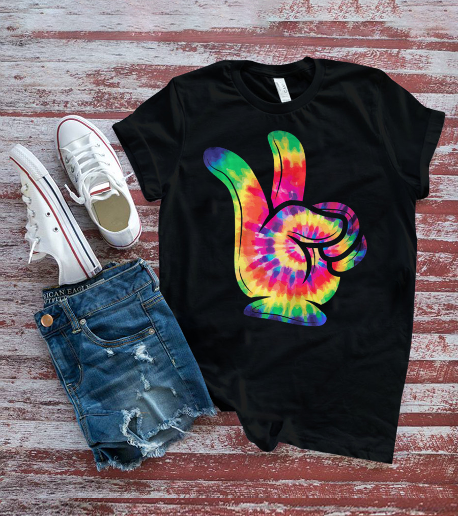 Peace Sign Tie-Dye Hippies Love 60s 70s Colorful T-Shirt