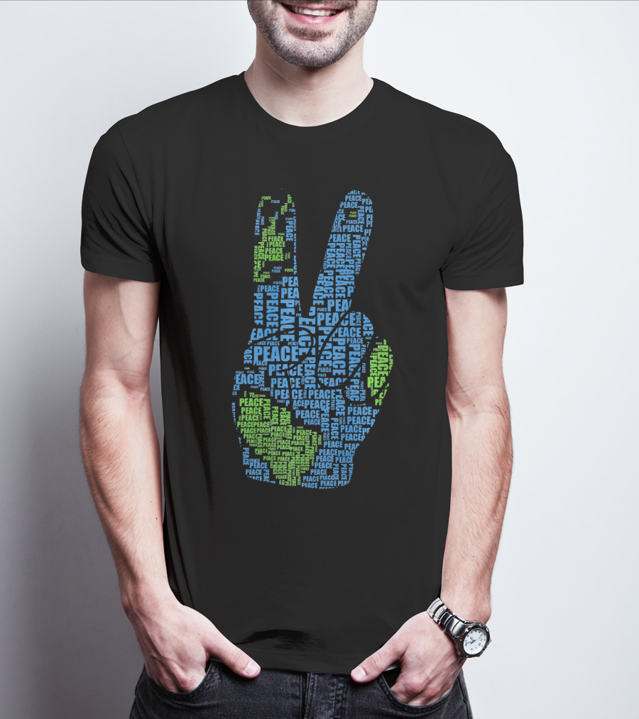 Peace Sign Fingers Hand Earth Love Peace Peace Peace Hippi T-Shirt