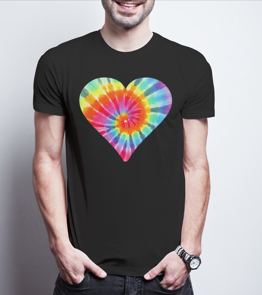 Tie Dye Hippie Heart Peace Spiral Rainbow Heart T-Shirt