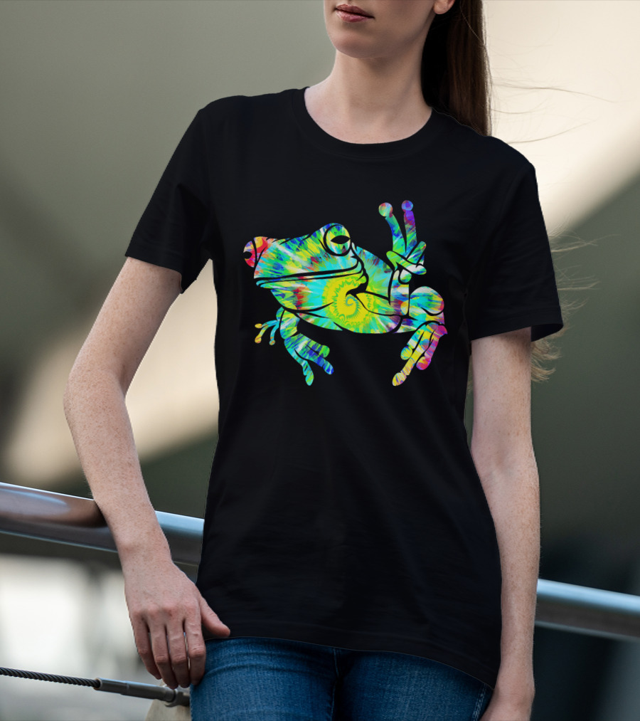 Cool Tie Dye Peace Frog Psychedelic Vibes T-Shirt