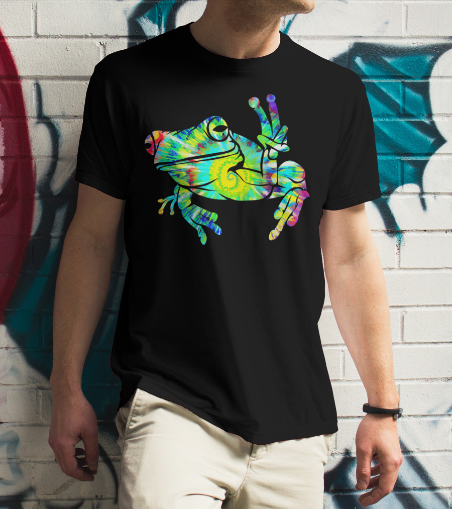 Cool Tie Dye Peace Frog Psychedelic Vibes T-Shirt