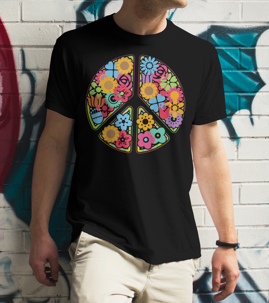 Flower Peace Love Imagine Floral T-Shirt
