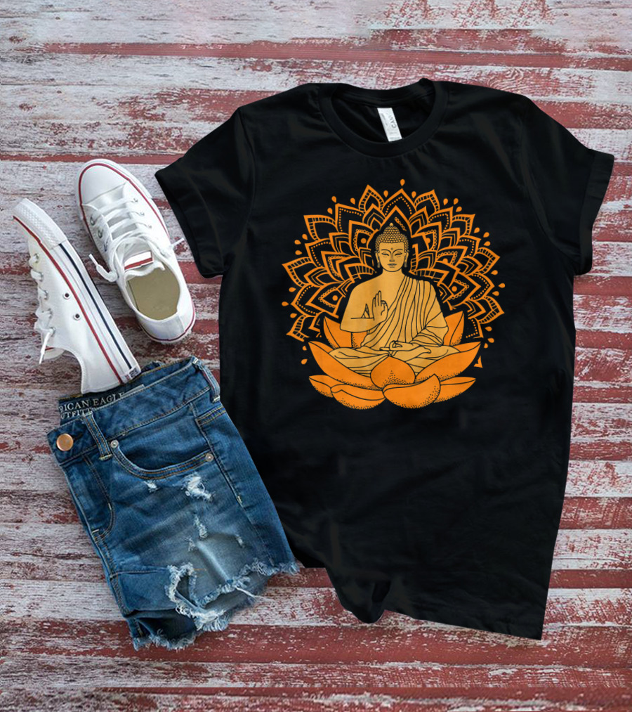 Inner Peace Buddha On Lotus Mandala Relax And Let It Go T-Shirt