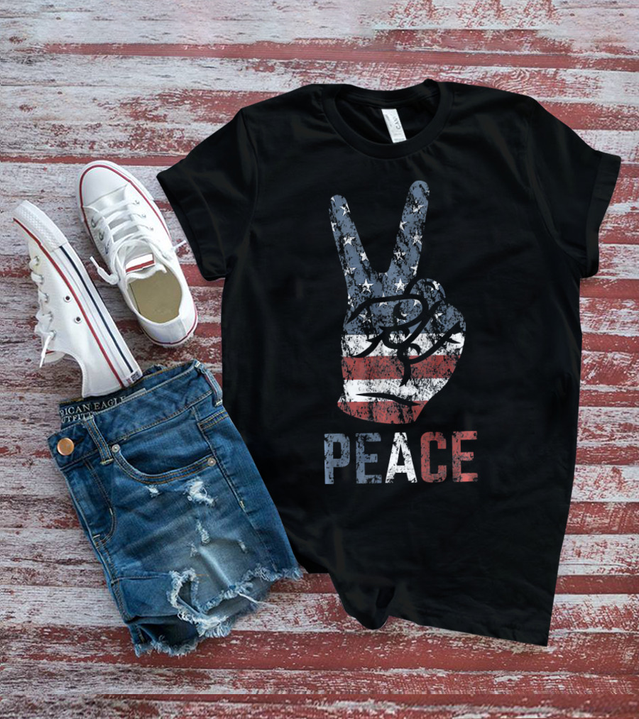 American Flag Peace Sign USA T-Shirt