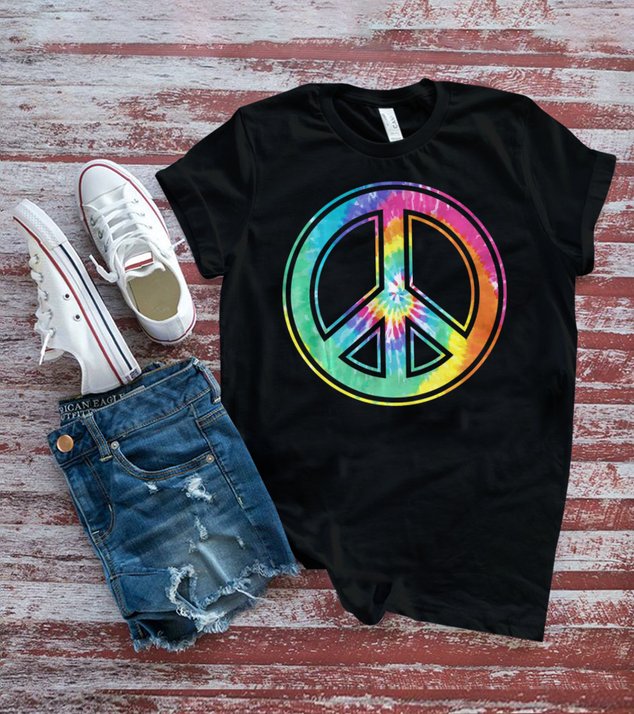 Tie Dye Peace Sign Rainbow Colors T-Shirt
