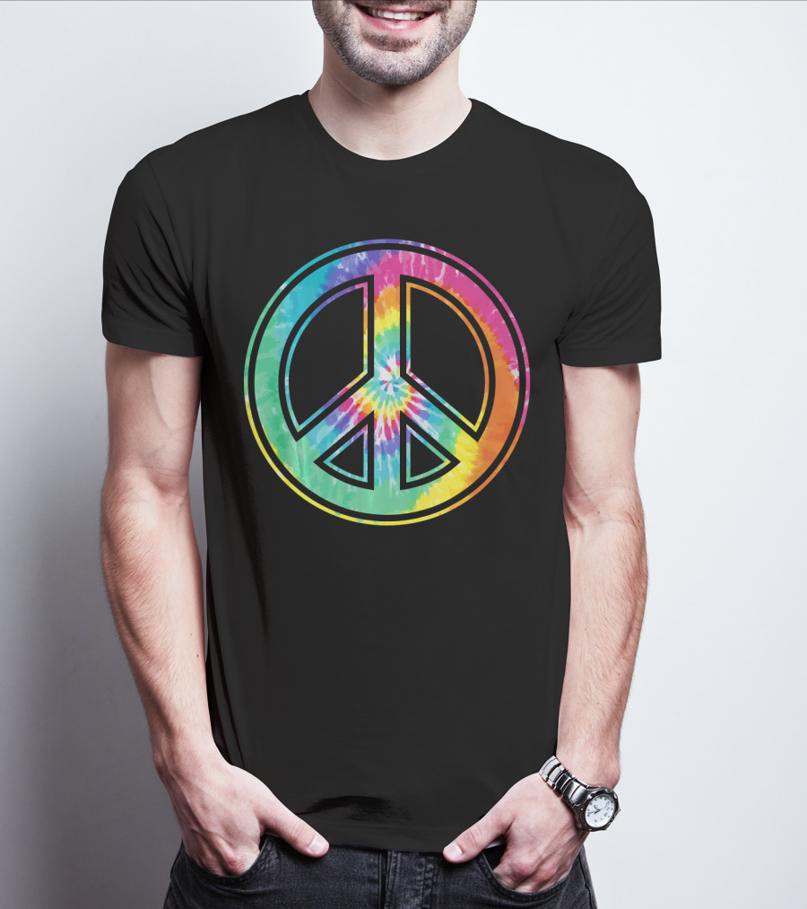 Tie Dye Peace Sign Rainbow Colors T-Shirt