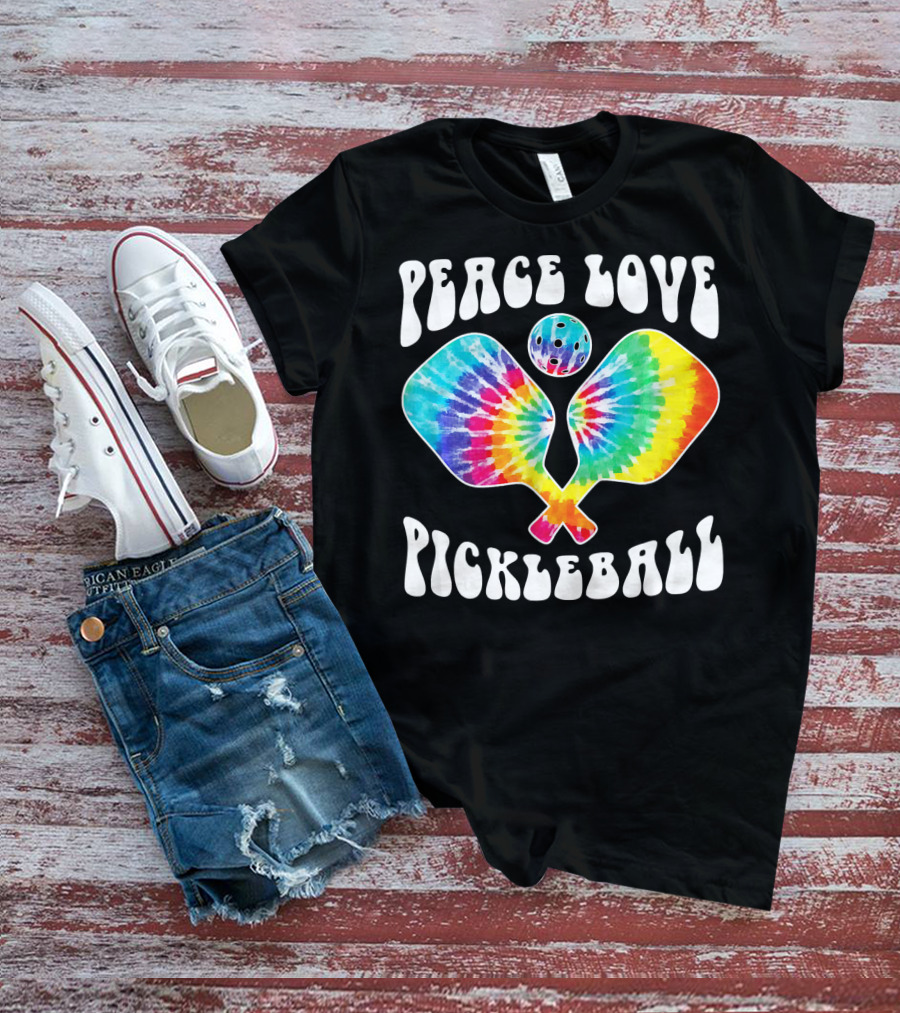 Peace Love Pickleball Vintage Tie Dye Paddles T-Shirt