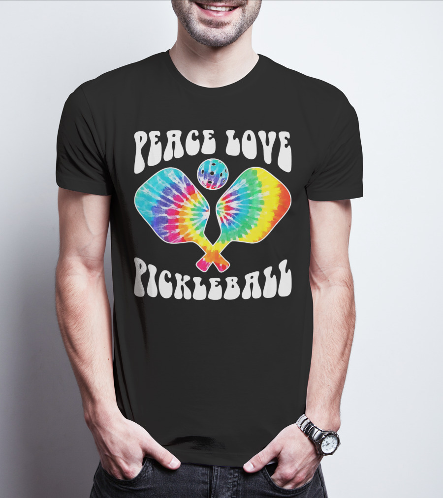 Peace Love Pickleball Vintage Tie Dye Paddles T-Shirt
