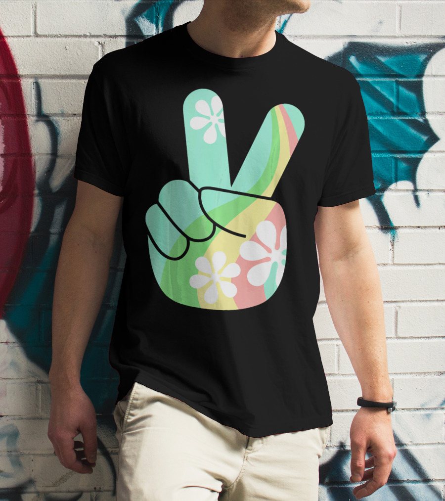 Retro Vintage Peace Sign Hippie 70s Flower Power Vibes T-Shirt