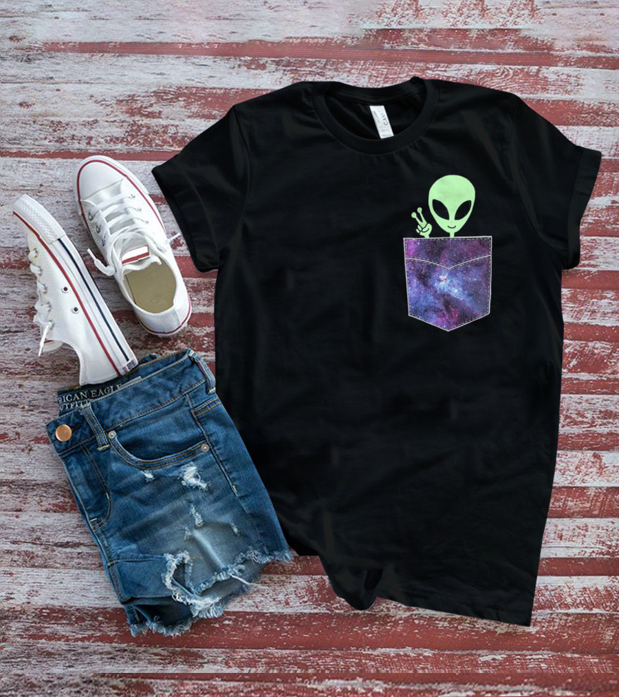 Alien Pocket UFO From Cosmic Galaxy Peace T-Shirt