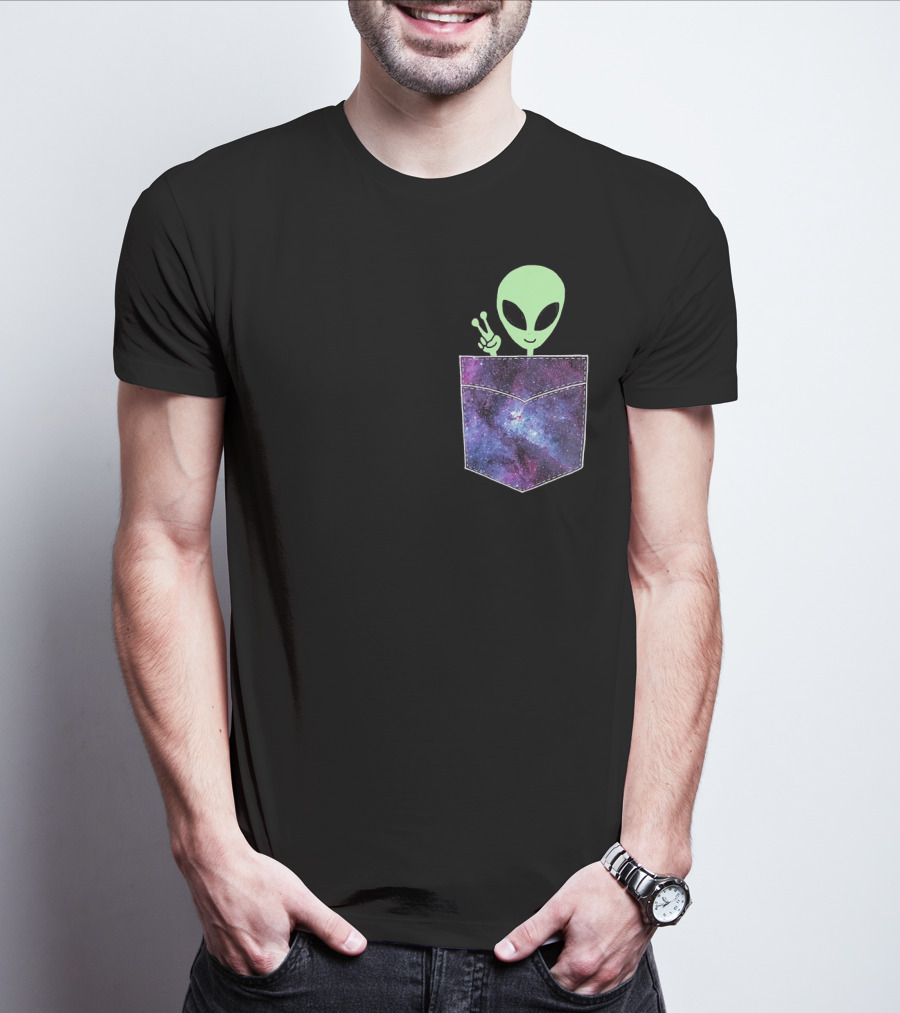 Alien Pocket UFO From Cosmic Galaxy Peace T-Shirt