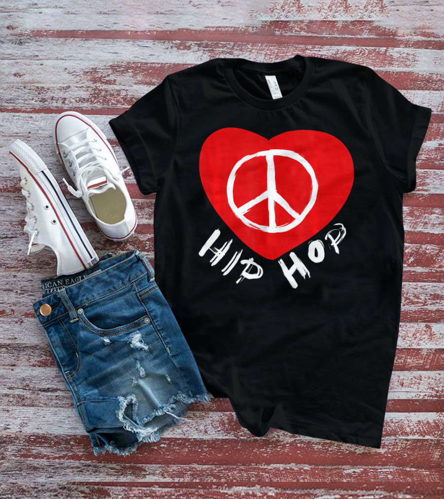 Love Peace Hip Hop Heart Icon For Dancing Enthusiasts T-Shirt